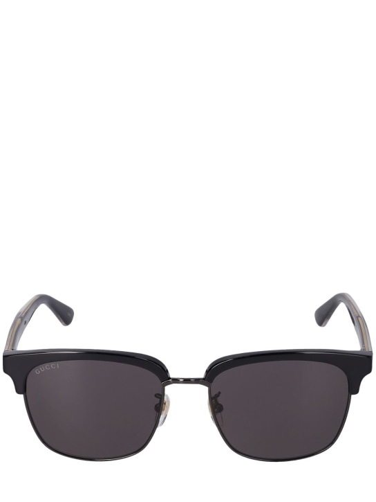 Gucci: Round metal & acetate sunglasses - Black/Grey - men_0 | Luisa Via Roma