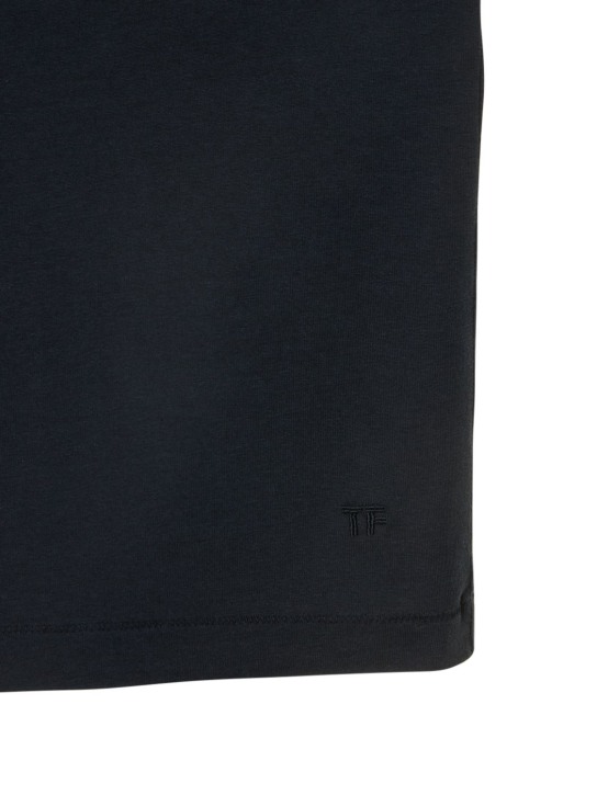 Tom Ford: Cotton blend crewneck t-shirt - Navy - men_4 | Luisa Via Roma