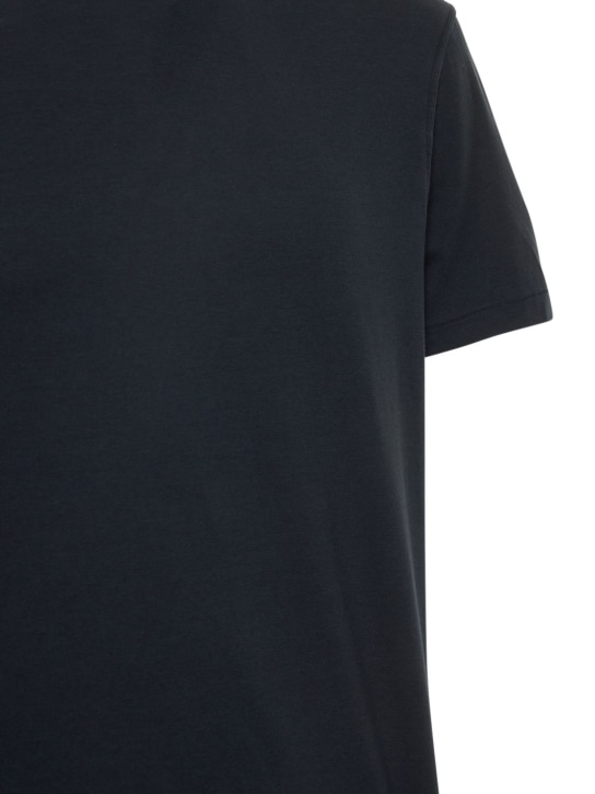 Tom Ford: Cotton blend crewneck t-shirt - Navy - men_3 | Luisa Via Roma