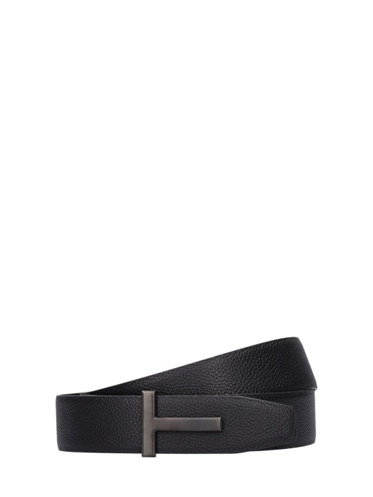 Tom Ford: Leather T belt - Black - men_0 | Luisa Via Roma