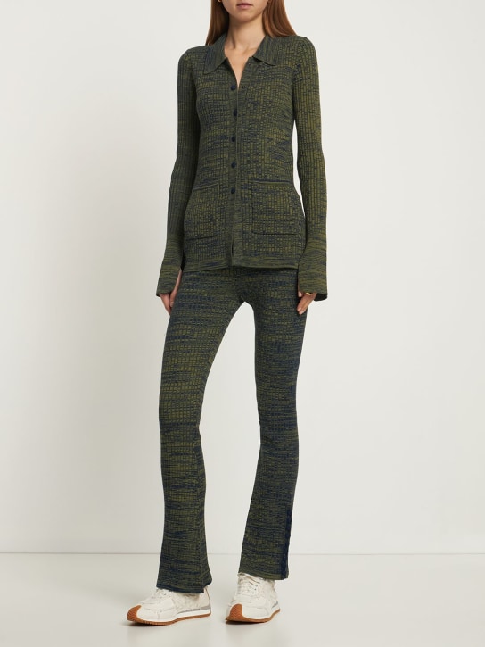 Live The Process: Marl flared pants - Green/Blue - women_1 | Luisa Via Roma