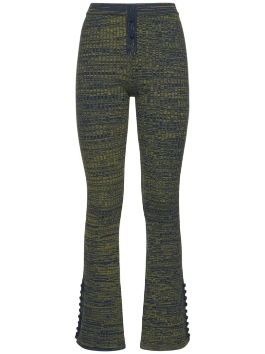 Live The Process: Marl flared pants - Green/Blue - women_0 | Luisa Via Roma
