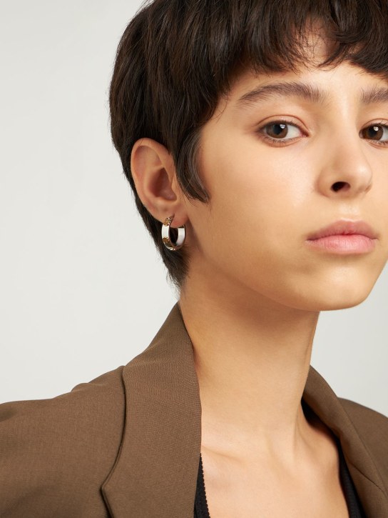 Tory Burch: Miller stud bicolor hoop earrings - Silver/Gold - women_1 | Luisa Via Roma