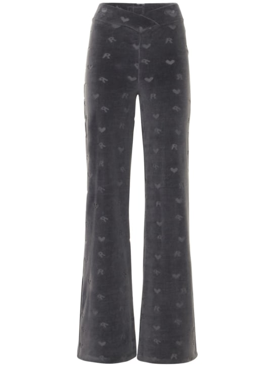 Rotate: Leggings de terciopelo con logo - Gris - women_0 | Luisa Via Roma