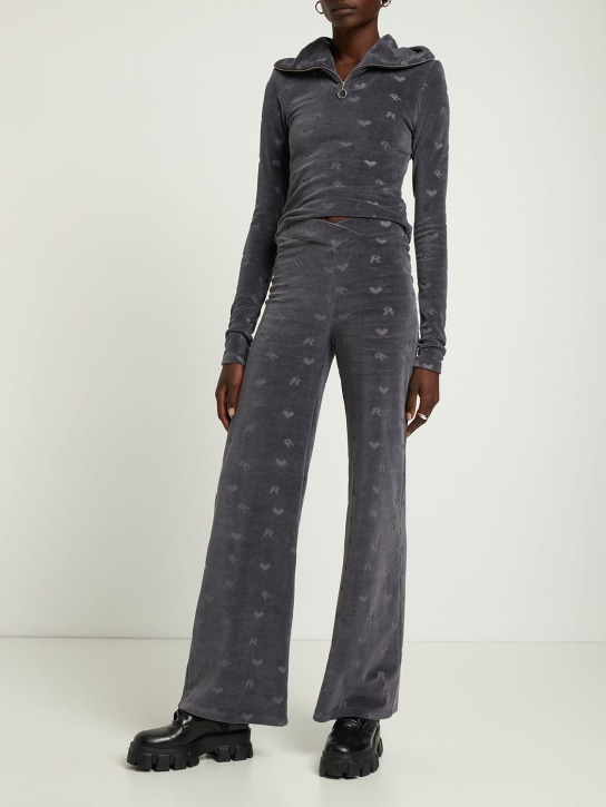 Rotate: Leggings de terciopelo con logo - Gris - women_1 | Luisa Via Roma