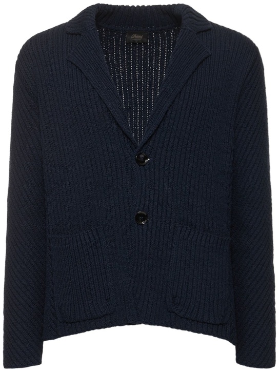 Brioni: Cotton knit blazer - men_0 | Luisa Via Roma
