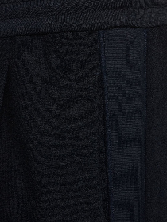 Brioni: Cotton & silk terrycloth shorts - Gece Mavisi - men_1 | Luisa Via Roma