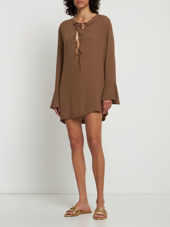 Alex Rivière Studio: Alegra系带迷你连衣裙 - 米黄色 - women_1 | Luisa Via Roma