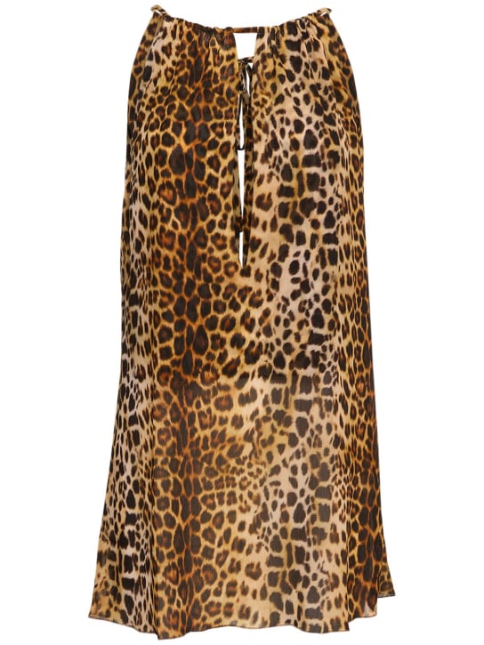 Alex Rivière Studio: Ziggy leopard print mini halter dress - Marrone/Multi - women_0 | Luisa Via Roma