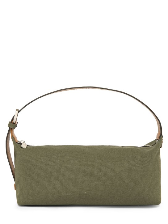 EÉRA: Long Moon cotton canvas shoulder bag - Army Green - women_0 | Luisa Via Roma