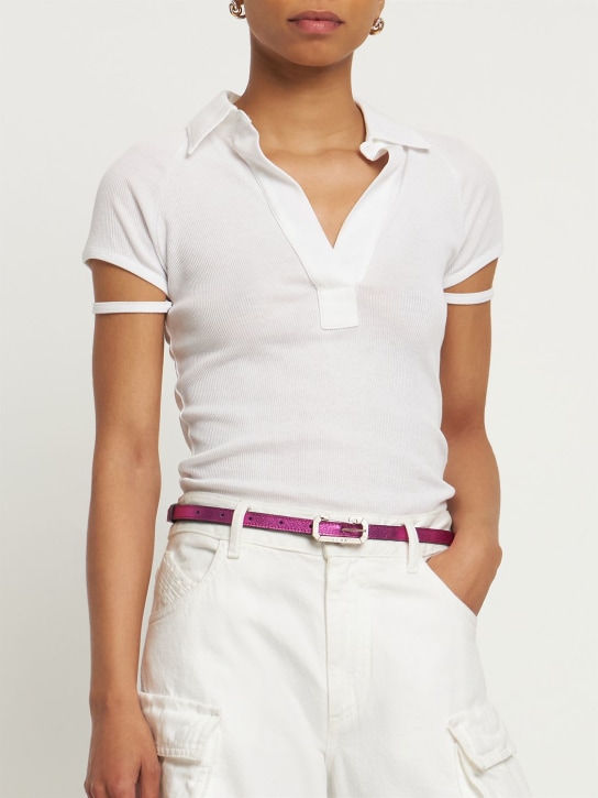 EÉRA: 1.5cm Small laminated leather belt - Fuchsia - women_1 | Luisa Via Roma