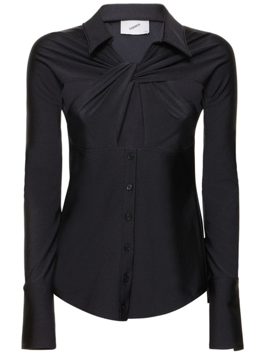 Coperni: Cut-out shirt - Black - women_0 | Luisa Via Roma