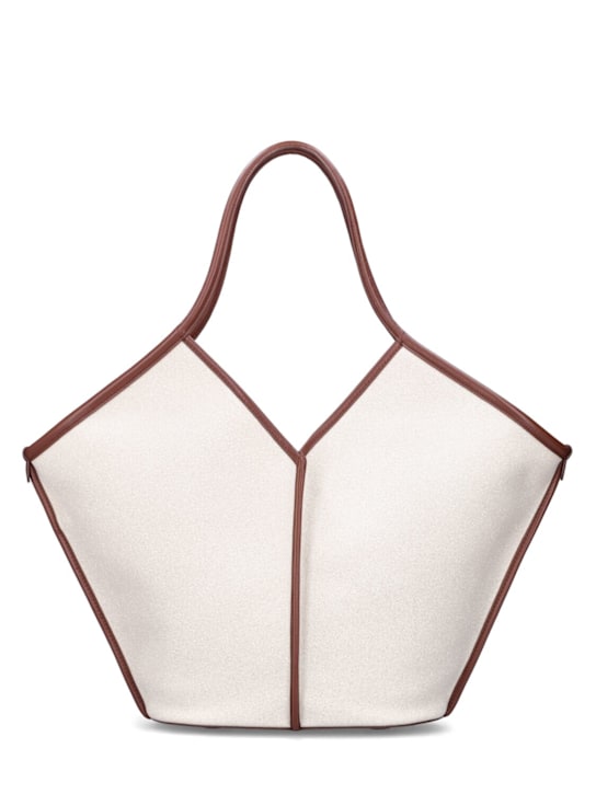 Hereu: Calella canvas & leather tote bag - Beige/Chestnut - women_0 | Luisa Via Roma