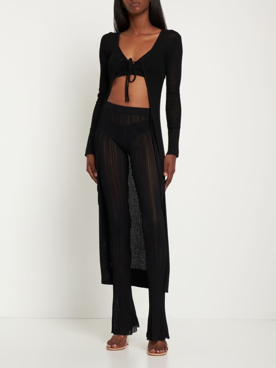 Andreadamo: LANGER STRICKCARDIGAN AUS VISKOSE - Schwarz - women_1 | Luisa Via Roma