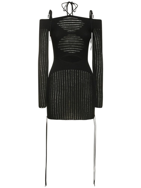 Andreadamo: Vestito in maglia di misto viscosa a costine - Nero - women_0 | Luisa Via Roma