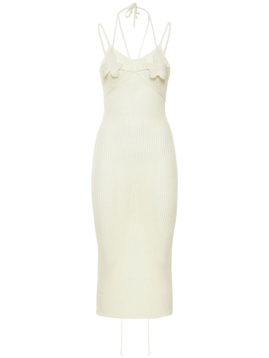 Andreadamo: 粘胶纤维混纺网眼针织迷笛连衣裙 - 象牙色 - women_0 | Luisa Via Roma