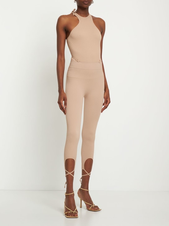 Andreadamo: 罗纹平纹针织紧身裤 - Nude 001 - women_1 | Luisa Via Roma