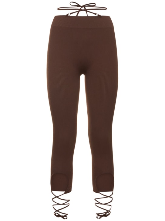 Andreadamo: 罗纹平纹针织紧身裤 - Nude 003 - women_0 | Luisa Via Roma