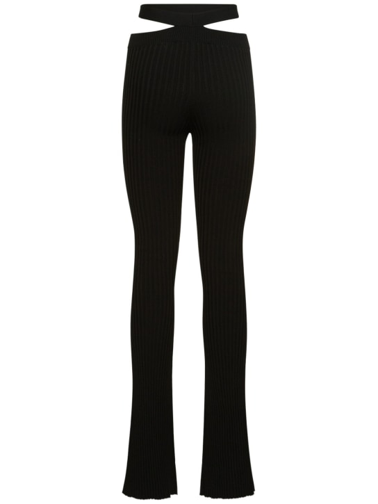 Andreadamo: Ribbed knit flared pants - Black - women_0 | Luisa Via Roma