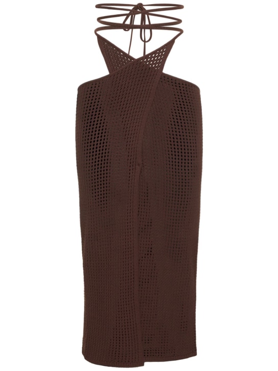 Andreadamo: 粘胶纤维混纺网眼针织迷笛半身裙 - Nude 003 - women_0 | Luisa Via Roma