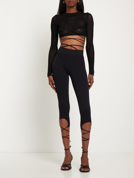 Andreadamo: Ribbed jersey leggings - Black - women_1 | Luisa Via Roma