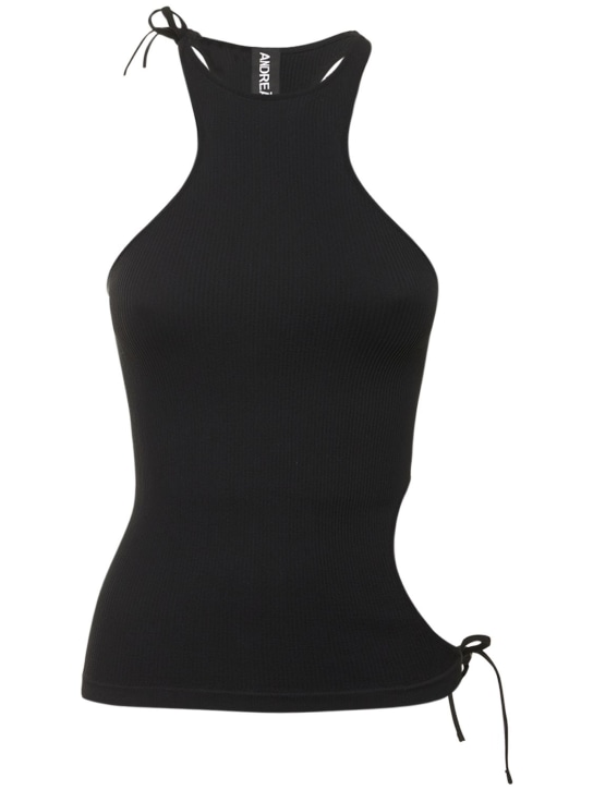 Andreadamo: 罗纹弹力背心 - 黑色 - women_0 | Luisa Via Roma
