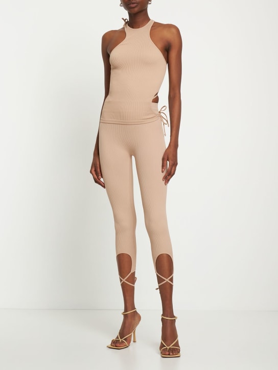 Andreadamo: Ribbed stretch jersey tank top - Nude 001 - women_1 | Luisa Via Roma