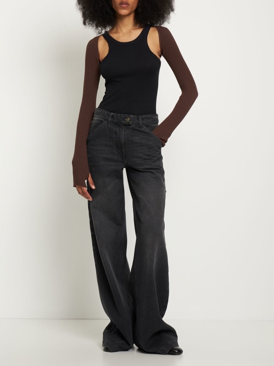 Andreadamo: Stretch viscose ribbed knit shrug - Nude 003 - women_1 | Luisa Via Roma