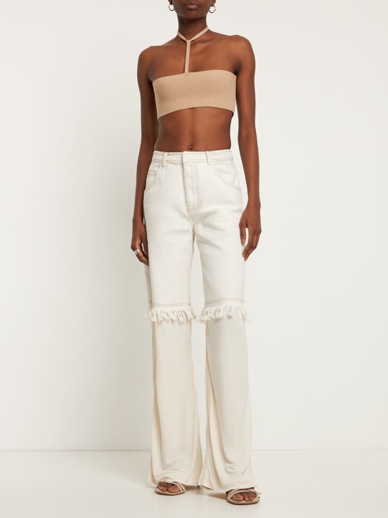 Andreadamo: 弹力针织绕颈迷你上衣 - Nude 001 - women_1 | Luisa Via Roma