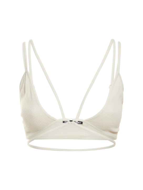 Andreadamo: Soutien-gorge en jersey côtelé avec deux bretelles - Blanc - women_0 | Luisa Via Roma