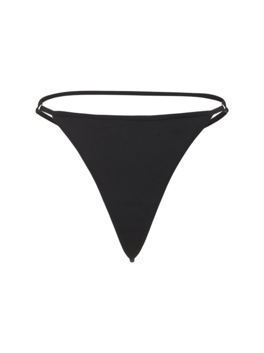 Andreadamo: Ribbed jersey string thong - Black - women_0 | Luisa Via Roma