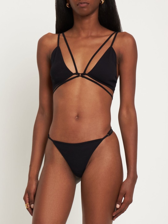 Andreadamo: Ribbed jersey string thong - Black - women_1 | Luisa Via Roma