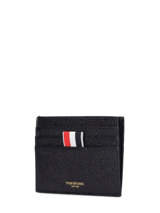 Thom Browne: Pebble leather credit card holder - Black - men_1 | Luisa Via Roma
