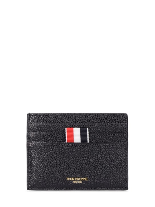 Thom Browne: Pebble leather credit card holder - Black - men_0 | Luisa Via Roma