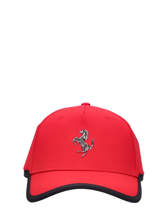 Ferrari: Logo stretch polyester baseball cap - Kırmızı - men_0 | Luisa Via Roma