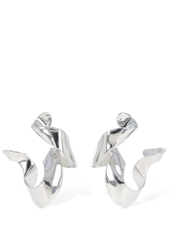 Dries Van Noten: Wrinkled hoop earrings - Silver - women_0 | Luisa Via Roma