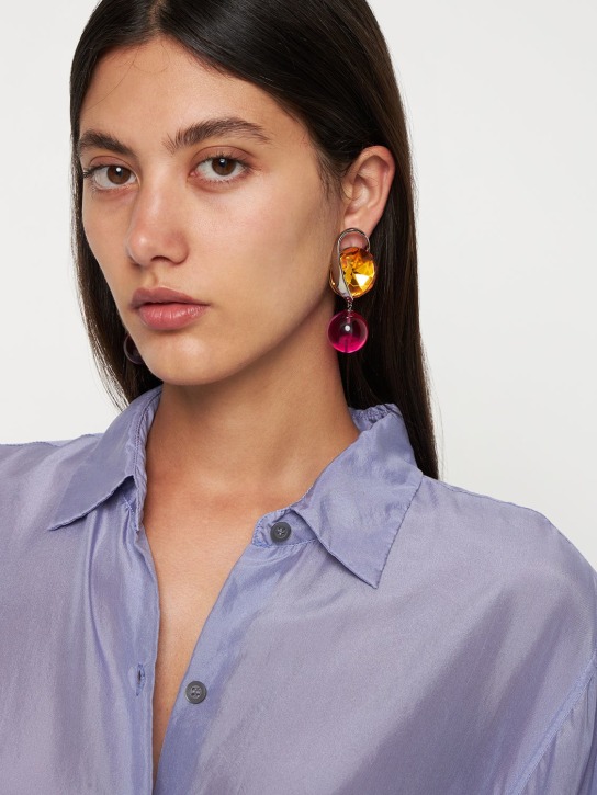 Dries Van Noten: Crystal & ball drop earrings - women_1 | Luisa Via Roma