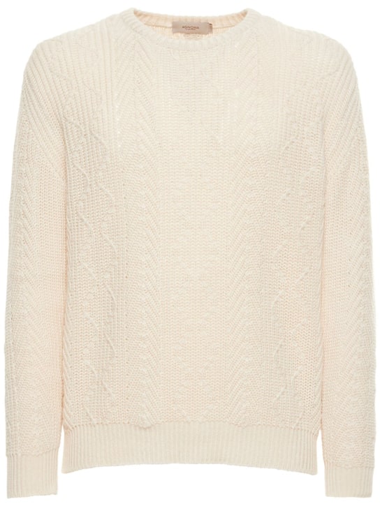 Agnona: Maglia in misto cotone - Off White - men_0 | Luisa Via Roma