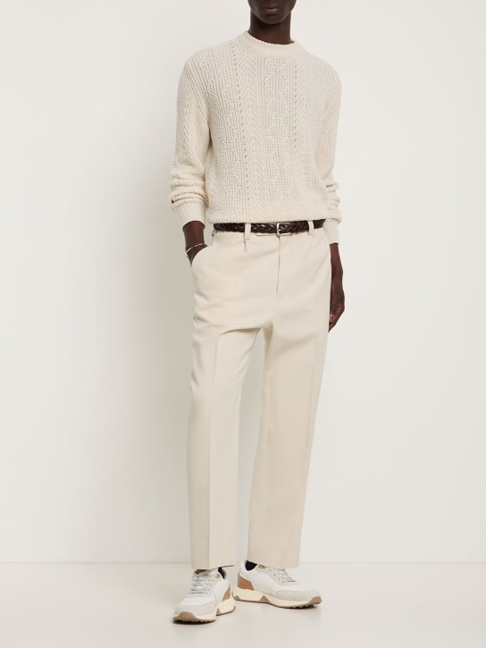 Agnona: Maglia in misto cotone - Off White - men_1 | Luisa Via Roma