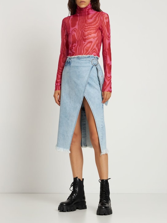 Marques'Almeida: Printed mesh turtleneck top - Multicolor - women_1 | Luisa Via Roma