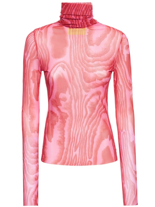 Marques'Almeida: Printed mesh turtleneck top - Multicolor - women_0 | Luisa Via Roma