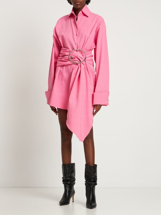 Marques'Almeida: Textured cotton shirt mini dress - women_1 | Luisa Via Roma