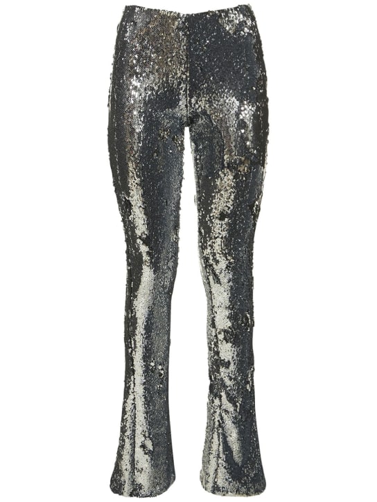 Marques'Almeida: Pantaloni bootcut con paillettes - Argento - women_0 | Luisa Via Roma
