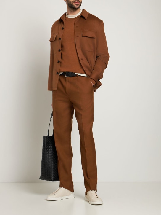 Zegna: Pure cashmere overshirt - Brown - men_1 | Luisa Via Roma