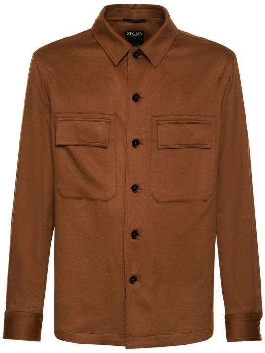 Zegna: Pure cashmere overshirt - Brown - men_0 | Luisa Via Roma