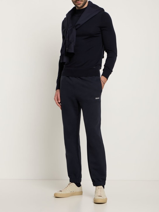 Zegna: Cotton sweatpants - Navy - men_1 | Luisa Via Roma