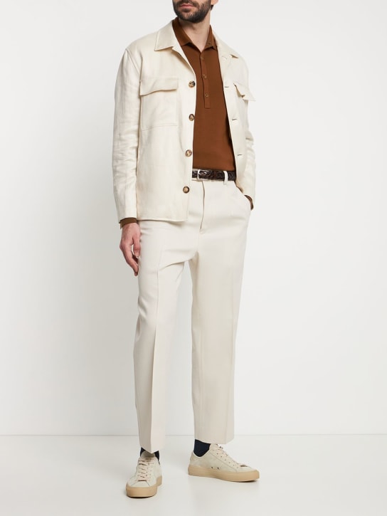 Zegna: Cotton & wool pants - White - men_1 | Luisa Via Roma