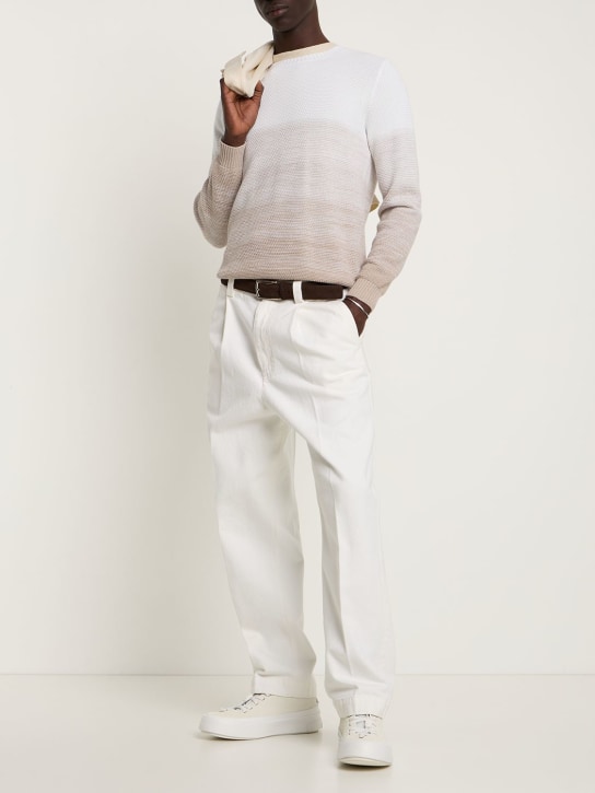 Zegna: Pantalones de denim de algodón - Blanco - men_1 | Luisa Via Roma