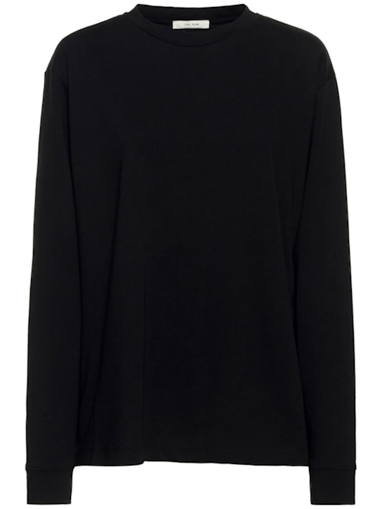 The Row: Ciles long sleeve cotton jersey t-shirt - Black - women_0 | Luisa Via Roma