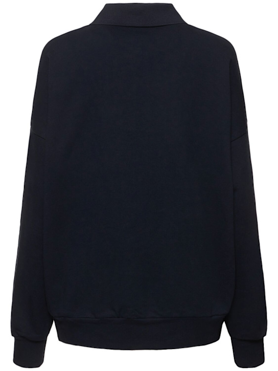 The Row: Corzas cotton jersey polo sweatshirt - Navy - women_4 | Luisa Via Roma
